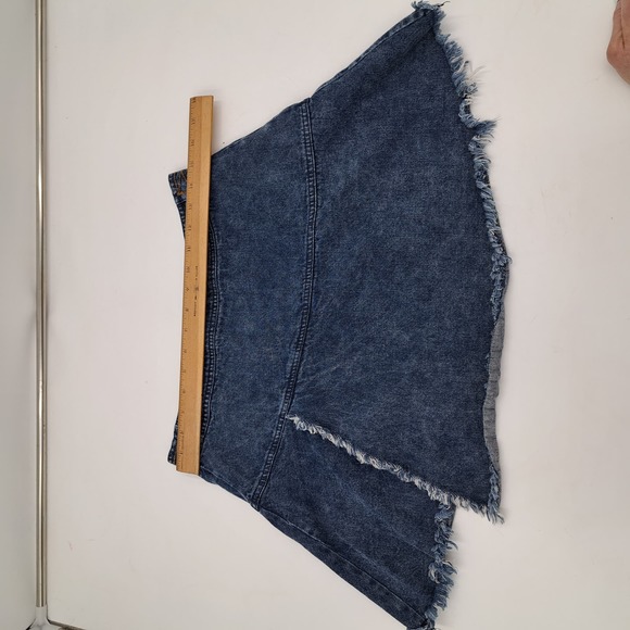 Generation K Denim Jean Y2K Raw Hem Mini Asymmetric Hem Skirt 10 - Picture 7 of 9